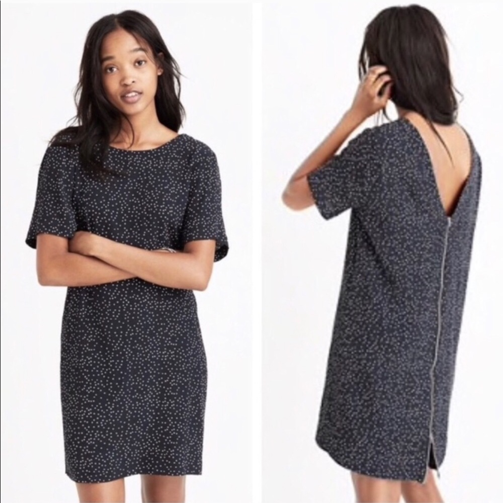 Madewell Zip Back Dress - Sz 2 - Black Dot Scatter